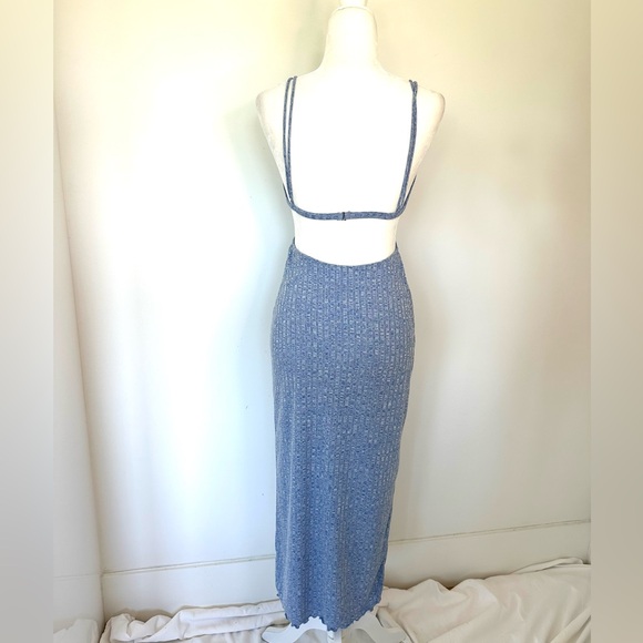 Revolves Song Of Style Blue Ribbed Cut Out Dress. - Picture 6 of 10